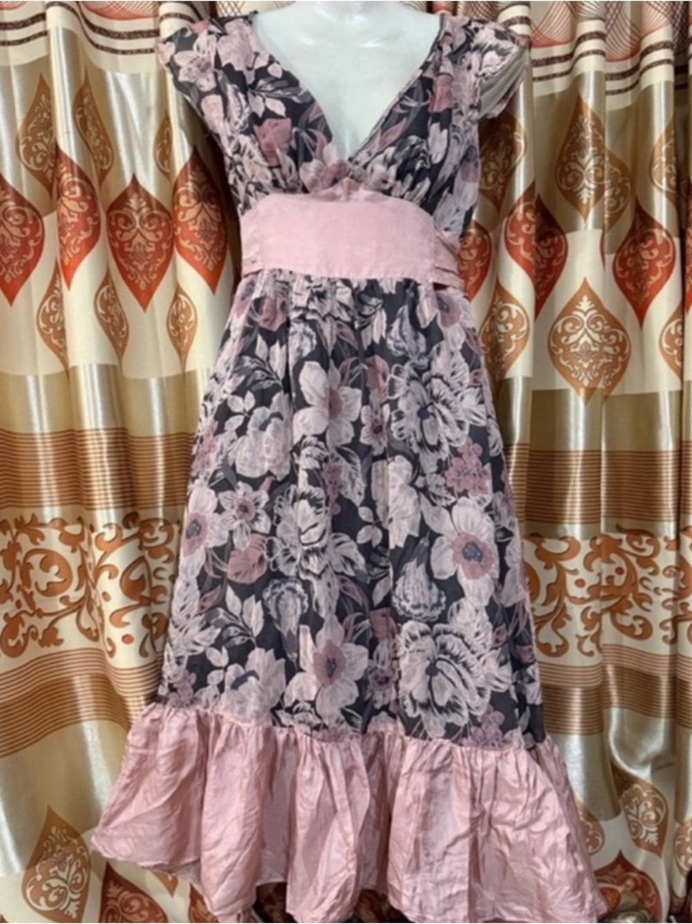 Maria Bianca Nero Small Silk Flutter Sleeve Dress